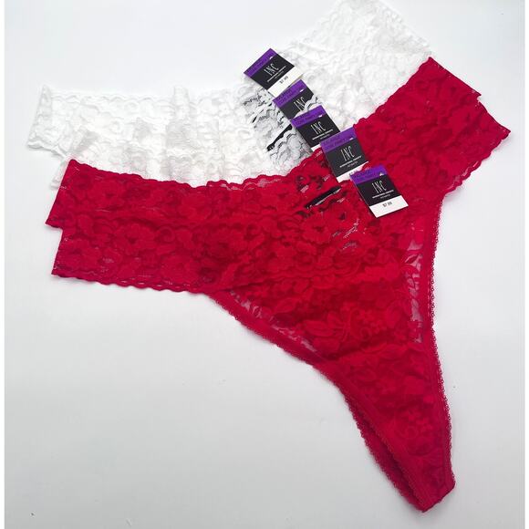 INC International Concepts Lace Trim Thong Panties Multicolor 5 Pack XXL 2XL New - Picture 1 of 5